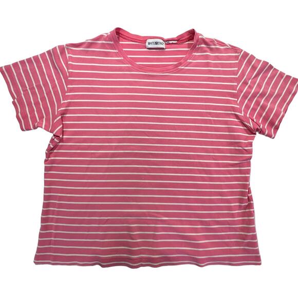 White Stag Crew Neck Tee Shirt Pink White Stripes Measurements Included - Picture 1 of 12